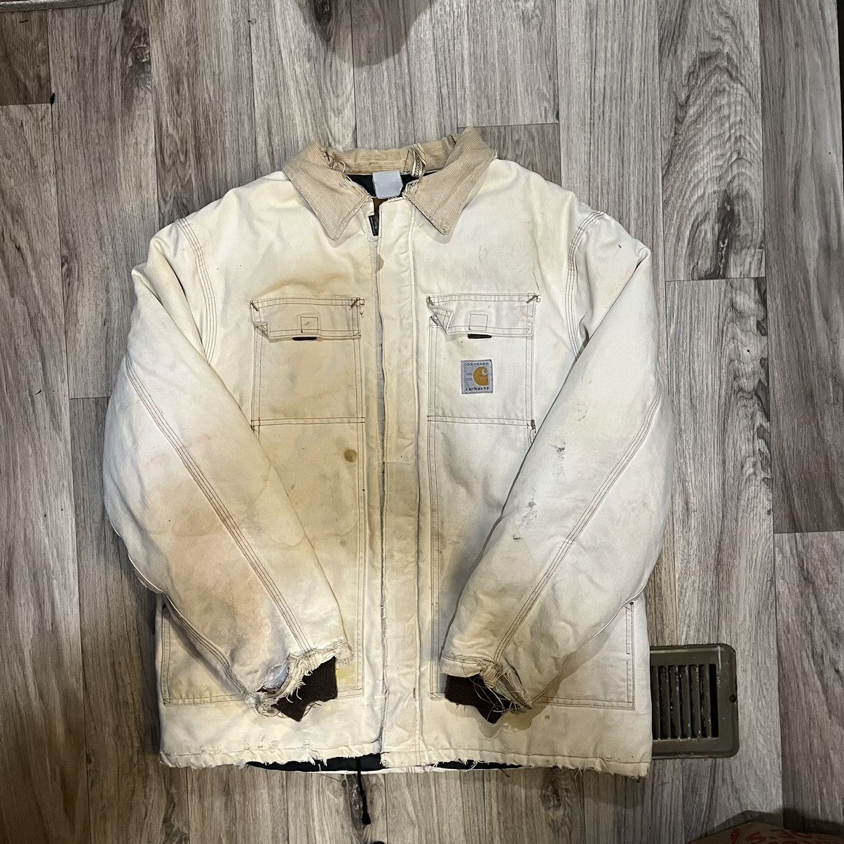 vintage 1980s carhartt 100th anniversary chore coat jacket