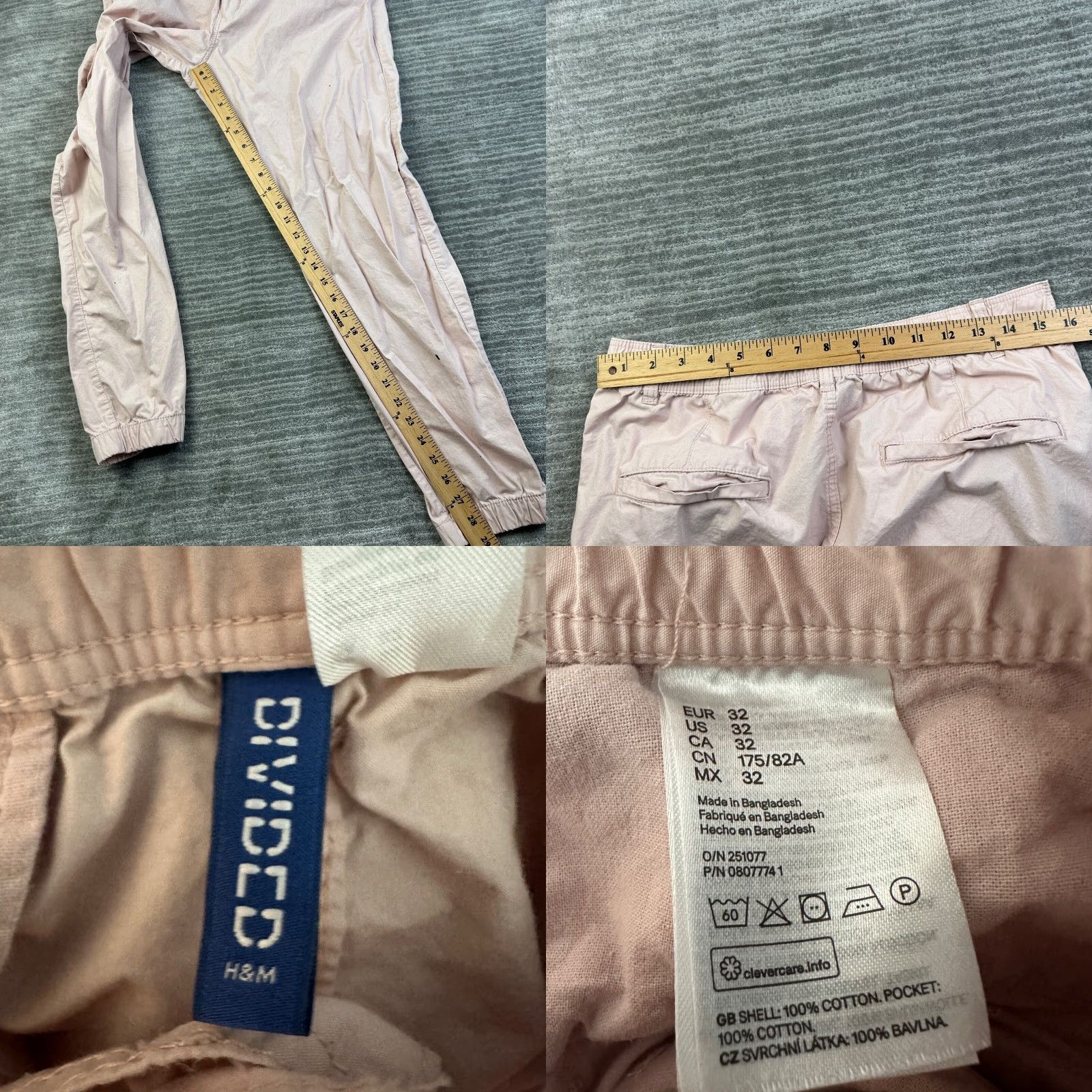 H&M H&M Pants Mens 32 Chino Casual Cuffed Tapered Regular Rise Mid 10-12 Inseam 29 Pink Bottoms Slacks Size US 32 / EU 48 - 8 Thumbnail
