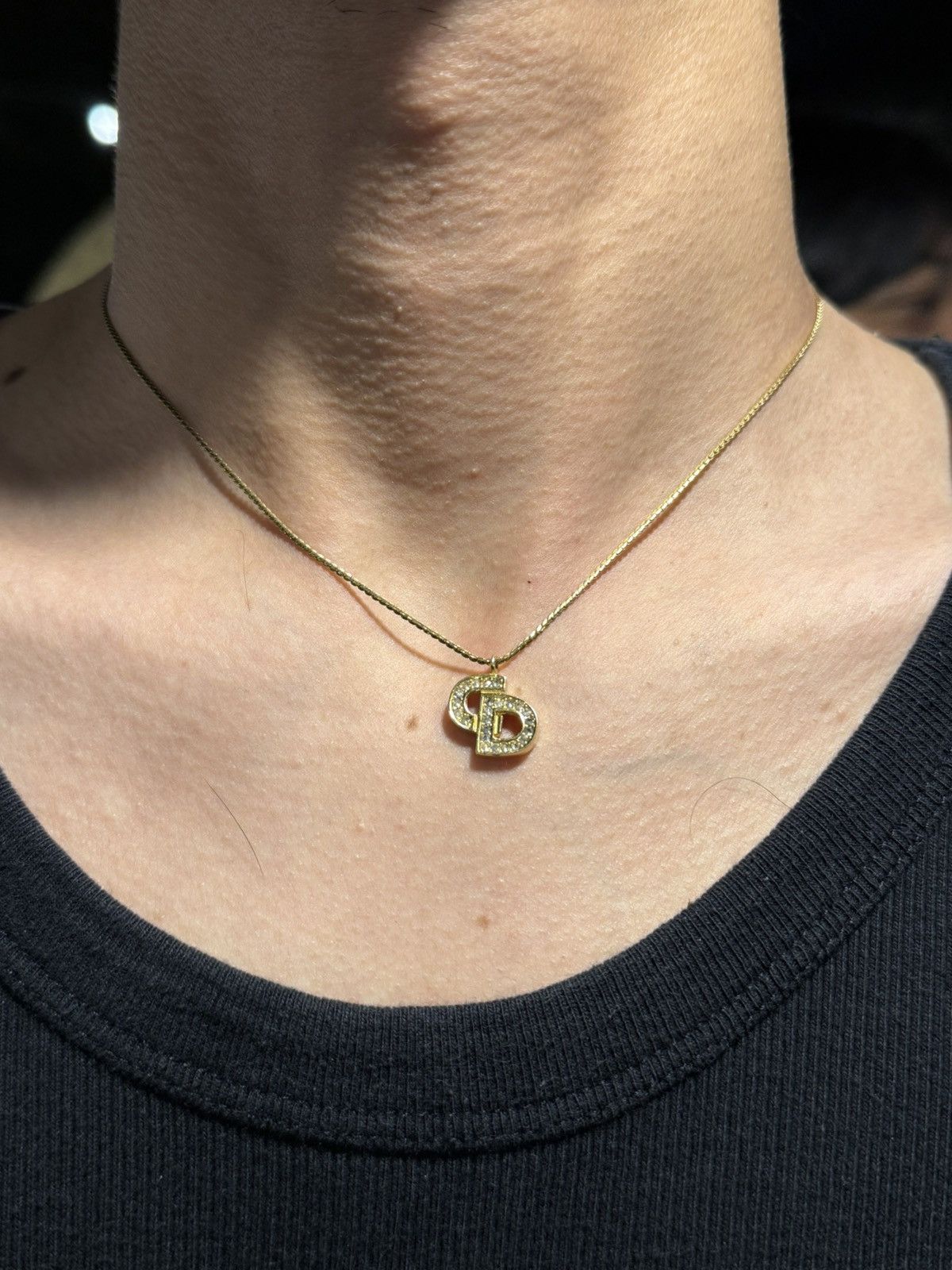 Christian Dior CD logo gold necklace ① Christian Dior Necklace CD Logo Chain W15mm x H25mm 37cm