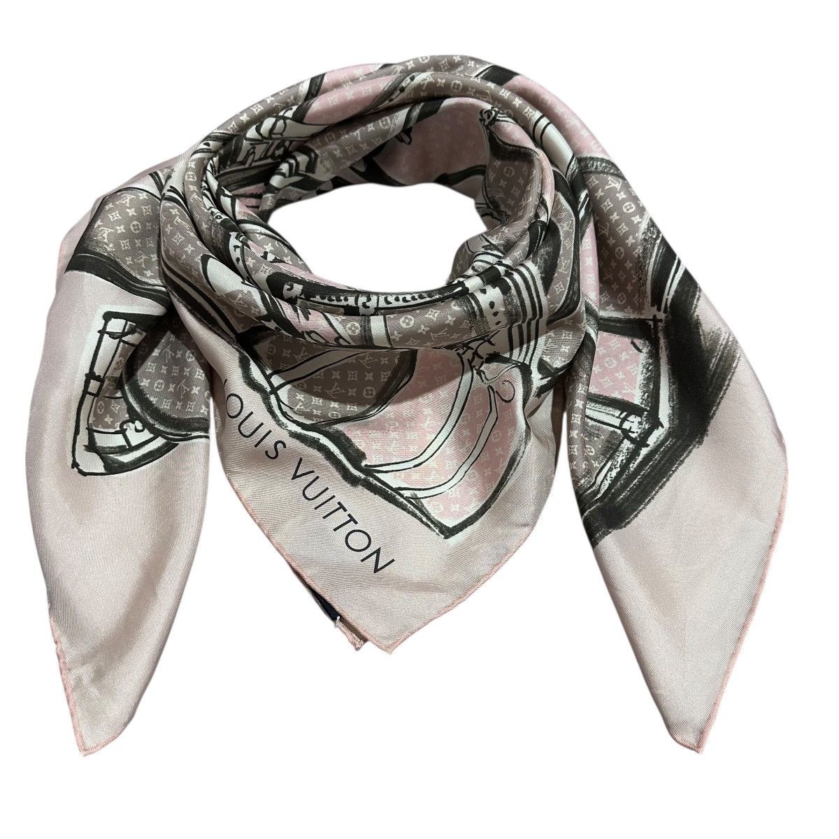 Louis Vuitton LOUIS VUITTON Silk Scarf Trunk Monogram Square - Italy Made Size ONE SIZE - 2 Thumbnail