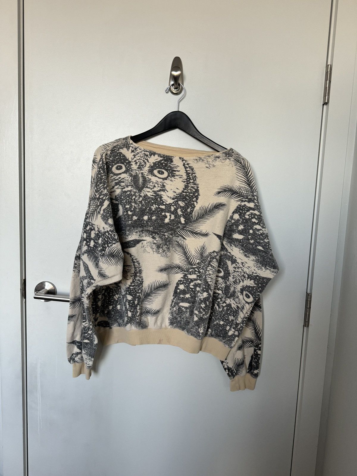 Pre-owned Comme Des Garcons X Comme Des Garcons Homme Plus Vintage 70's Vultures Owl Print Sweater Opium Playboi Carti In Beige