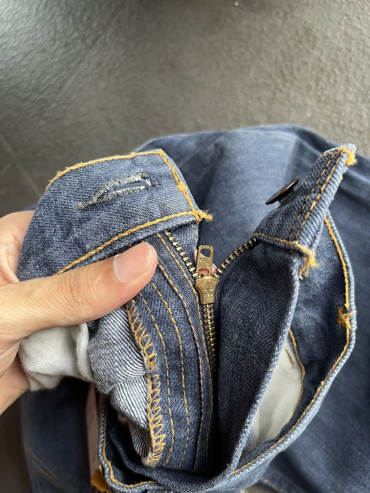 Levi's 🔥Rare Vtg 70s Levis 646 Big E Orange Tab Bottom Bell Flare Size US 33 - 16 Thumbnail