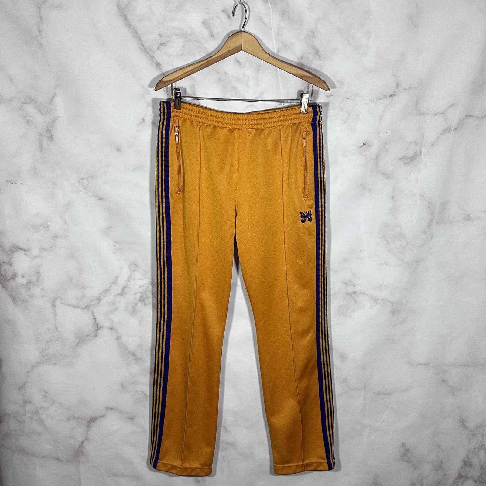 image of Needles Orange/purple Pleated Track Pants, Men's (Size 34)