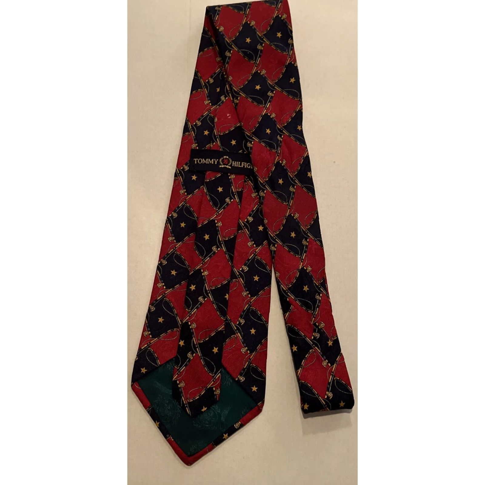 Tommy Hilfiger VINTAGE Tommy Hilfiger Tie Fly Fishing 100% Silk 4” Made USA Red Blue 56” Long Mens Tie Size ONE SIZE - 5 Thumbnail
