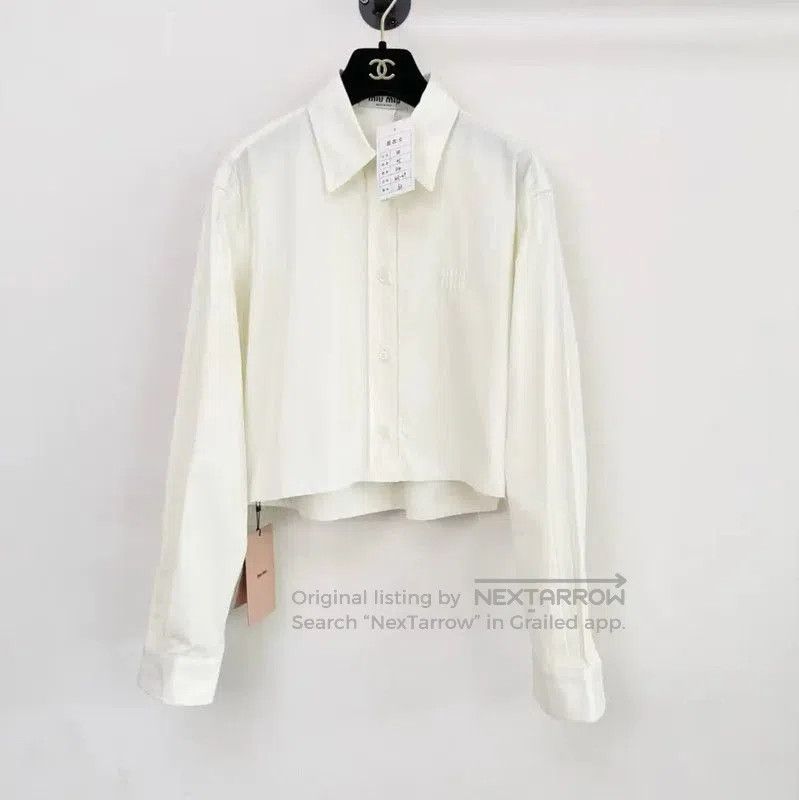 Miu Miu Miu Miu Spring Autumn Ivory Long Sleeve Shirt . Size M / US 6-8 / IT 42-44 - 1 Thumbnail