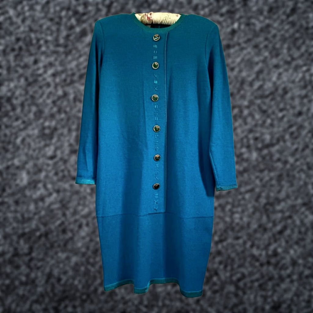 Vintage VINTAGE Steve Fabrikant Womens Medium Wool Blend Knit Sweater Dress Turquoise Size M / US 6-8 / IT 42-44 - 1 Thumbnail