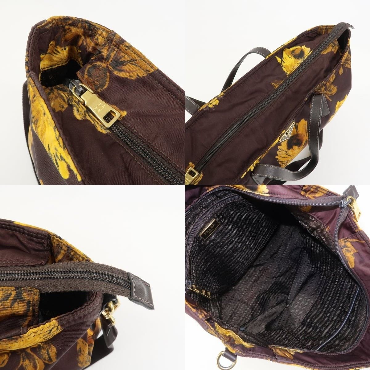 Prada Prada Triangle Logo Nylon Tote Brown Size ONE SIZE - 7 Thumbnail