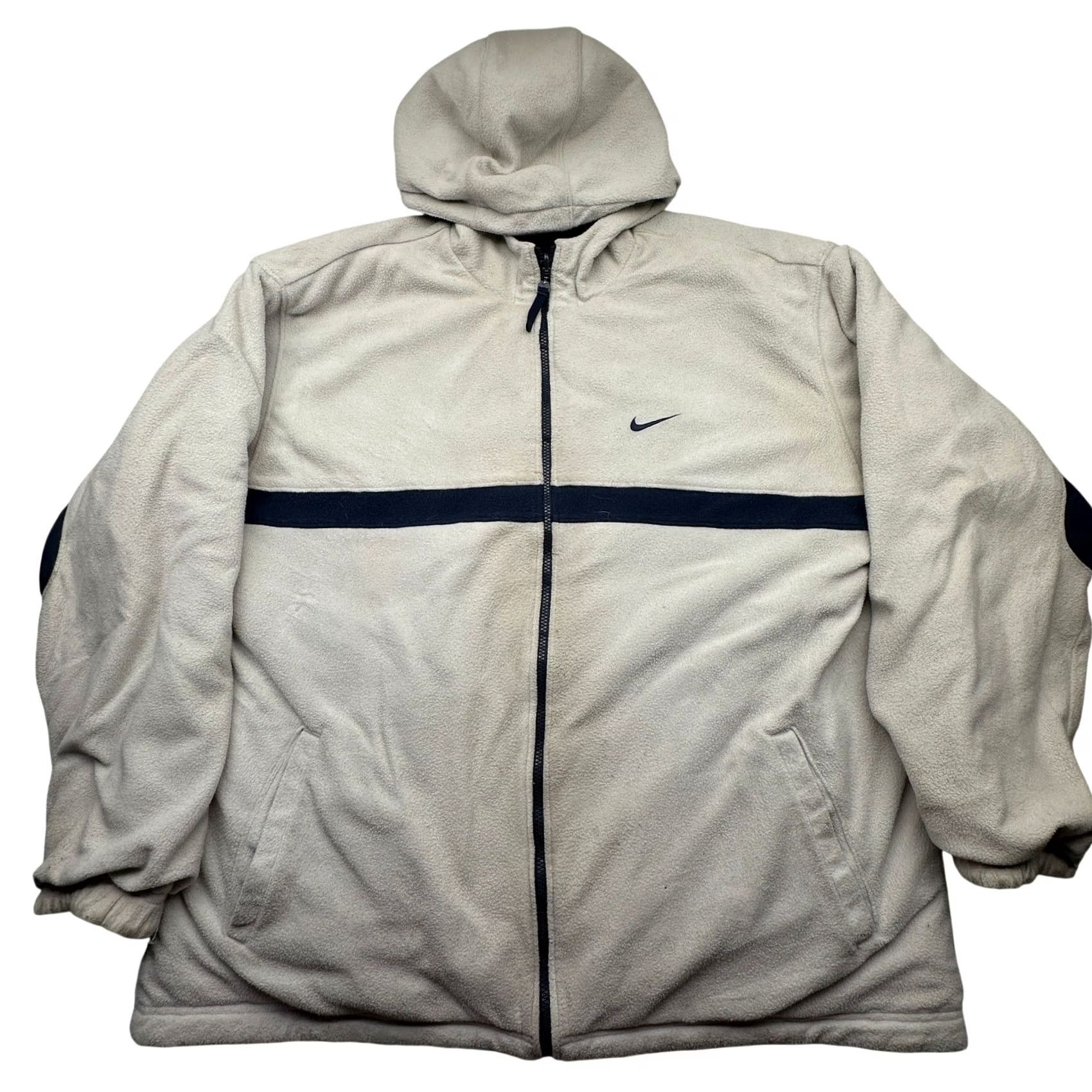 Nike VINTAGE Nike Jacket Mens XL Navy Blue Gray Hooded Reversible Zip Y2K STAINED Size US XL / EU 56 / 4 - 2 Thumbnail