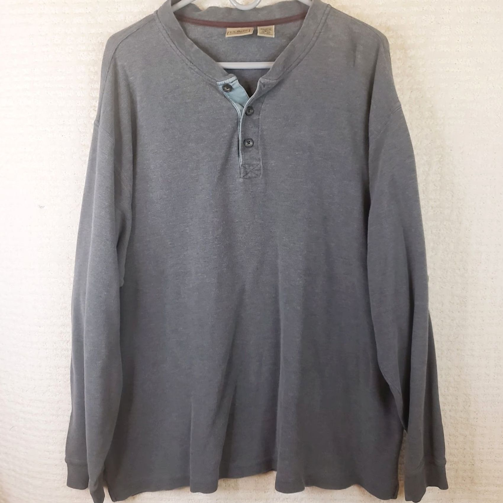 Vintage VINTAGE LL Bean Henley Shirt Men XXL Regular Gray Cotton Traditional Fit Long Sleeve Size US XXL / EU 58 / 5 - 2 Thumbnail
