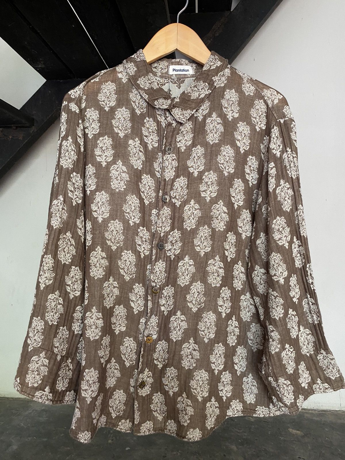 Plantation brown printed relax shirt