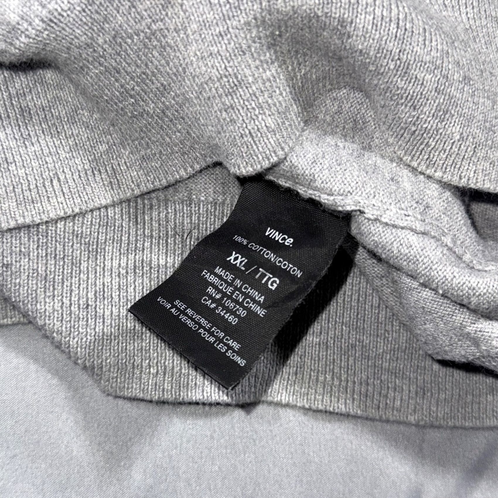 Vince Vince Sweater Mens 2XL Gray 100% Cotton Crewneck Knit Pullover Elbow Patch Long Sleeve Casual Knit Pullover Regular Fit Size US XXL / EU 58 / 5 - 4 Thumbnail