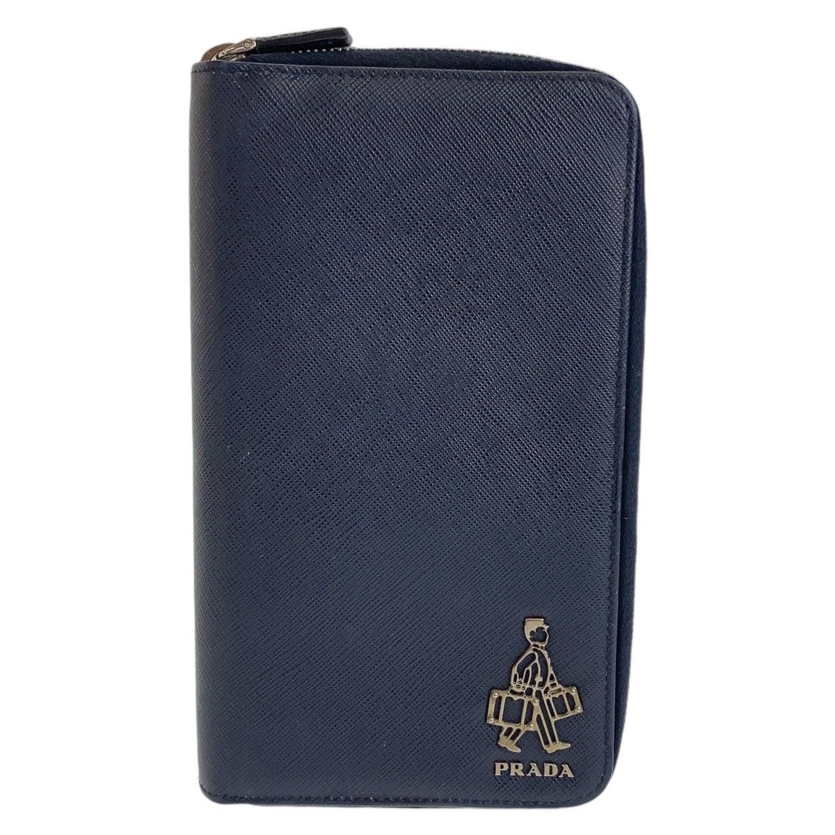 Prada Prada Prada Saffiano Leather Long Wallet Navy Gold Hardware Leather Long Wallet in Great Condition Size ONE SIZE - 1 Thumbnail
