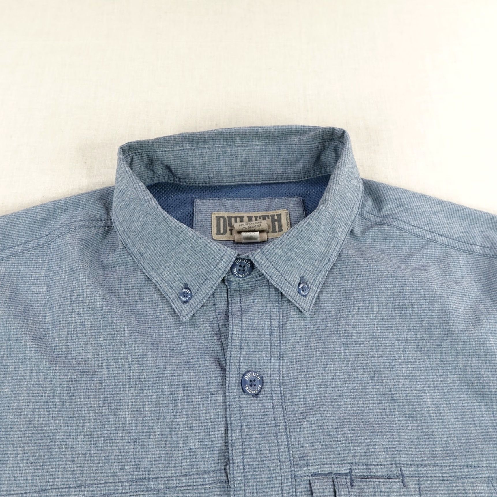 Duluth Trading Company Duluth Shirt Mens Medium Blue Button Up Performance Fishing Vented Nylon Flex Size US M / EU 48-50 / 2 - 2 Thumbnail