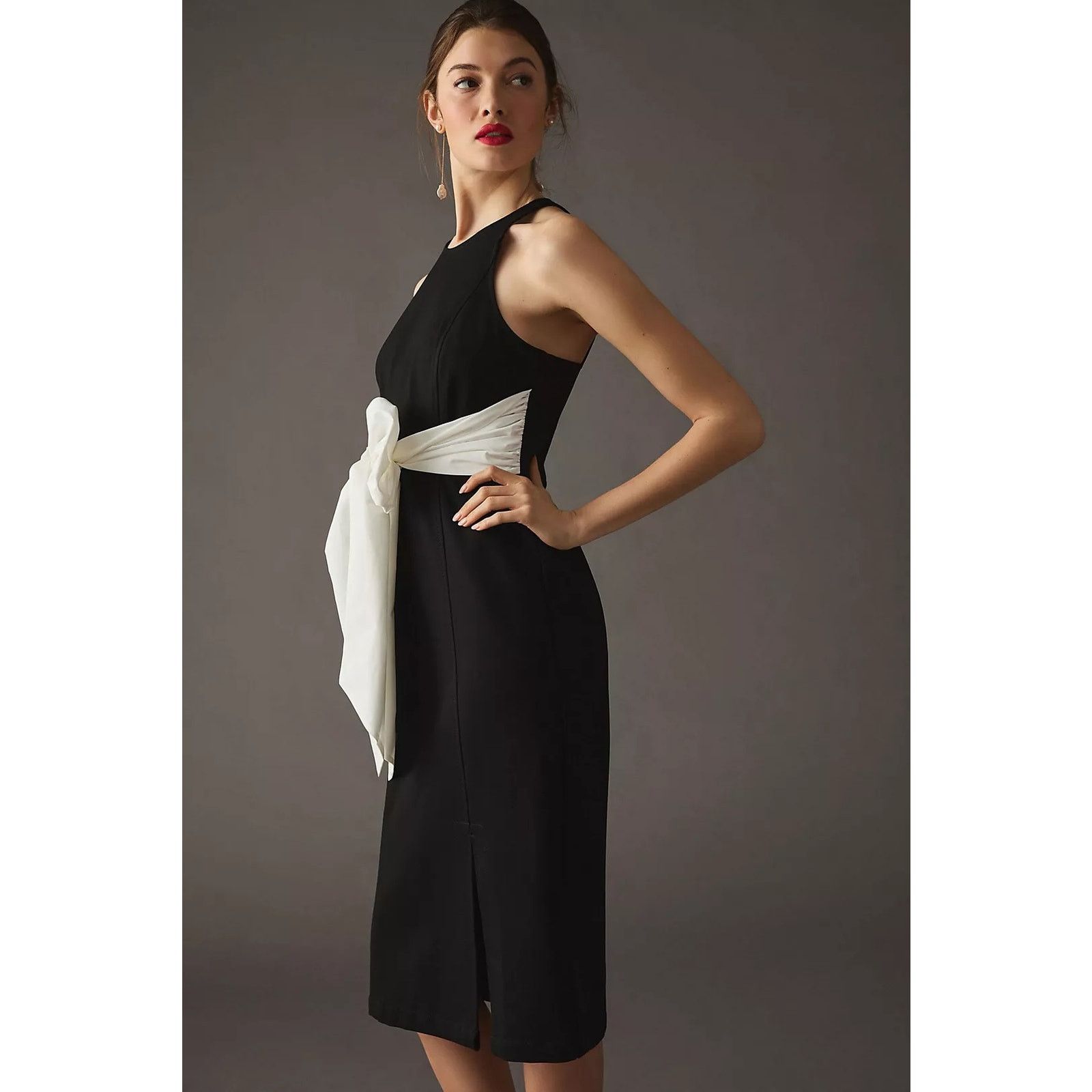 Anthropologie New Maeve Bow-Front Dress $170 X-SMALL B&W Special LBD Size XS / US 0-2 / IT 36-38 - 3 Thumbnail