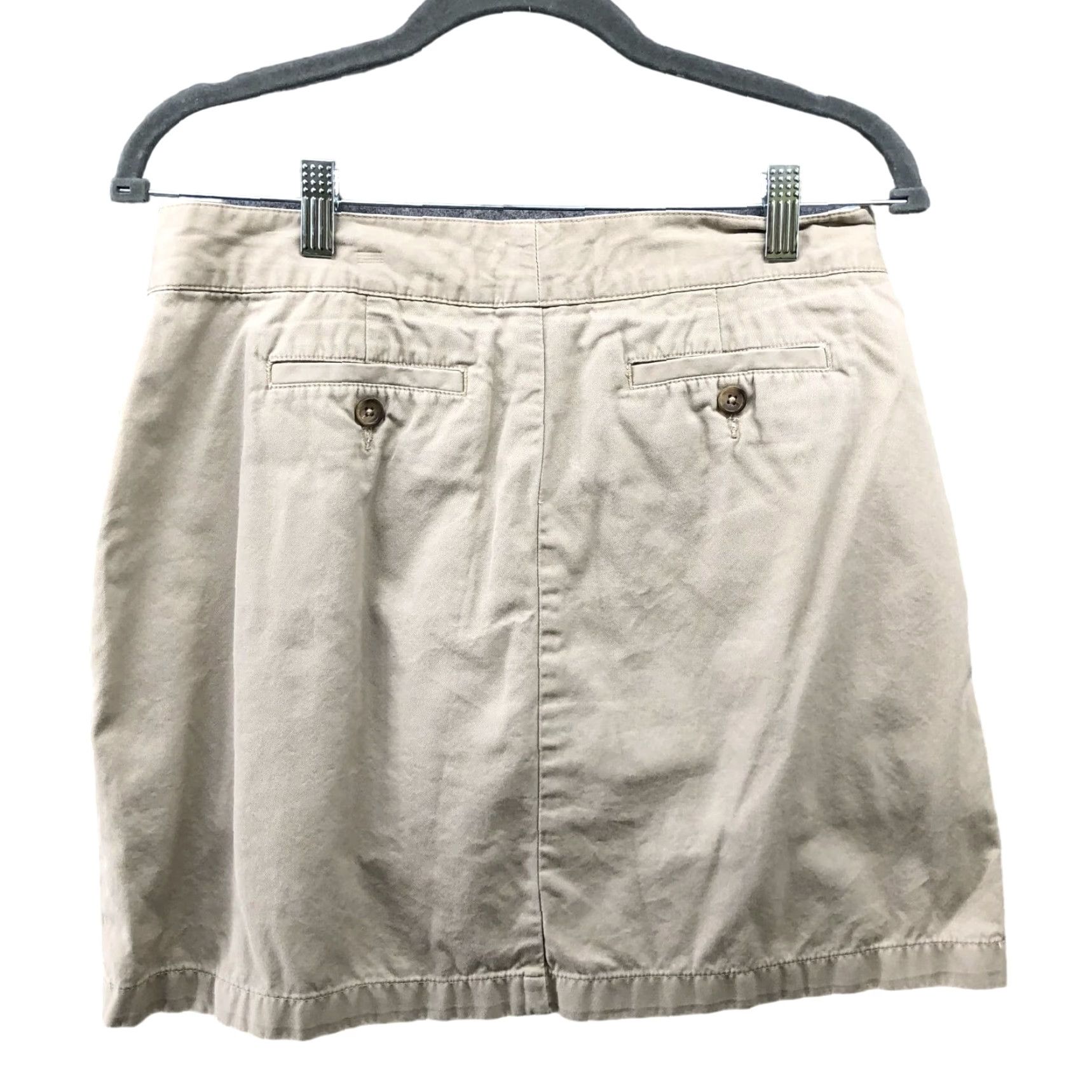 Lands' End Lands' End Mini Skirt Womens 4P Khaki Beige Pleated Preppy Casual Twill Cotton Button Short Skirt Petites Womens 4P Preppy Modern Classiccore Size 27" / US 4 / IT 40 - 2 Thumbnail