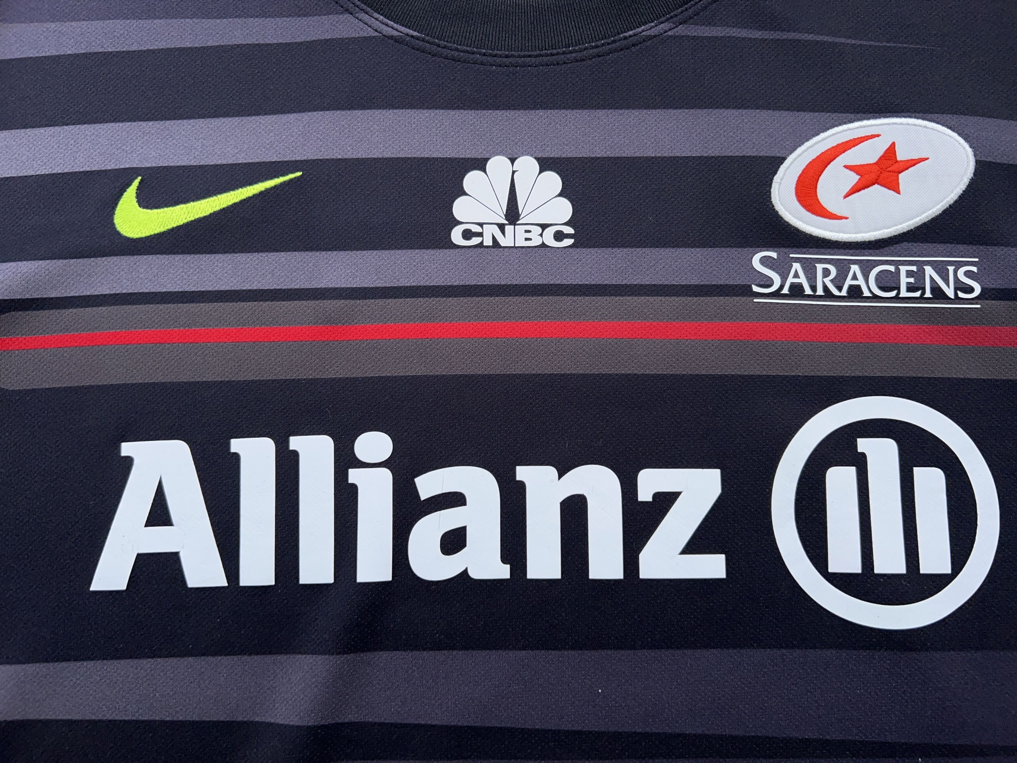 Nike Mens Nike Saracens 2014 2015 Away Rugby T Shirt Jersey Size US L / EU 52-54 / 3 - 3 Thumbnail