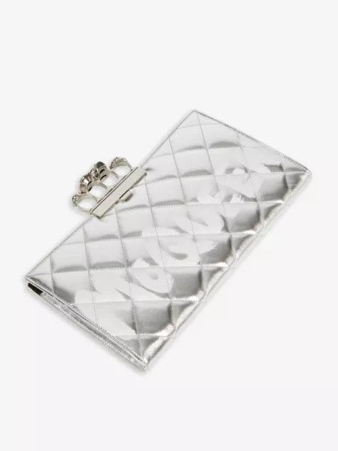 Alexander McQueen o1w1db10925 Size: OS/Jewelled Flat Pouch in Silver Size ONE SIZE - 3 Thumbnail