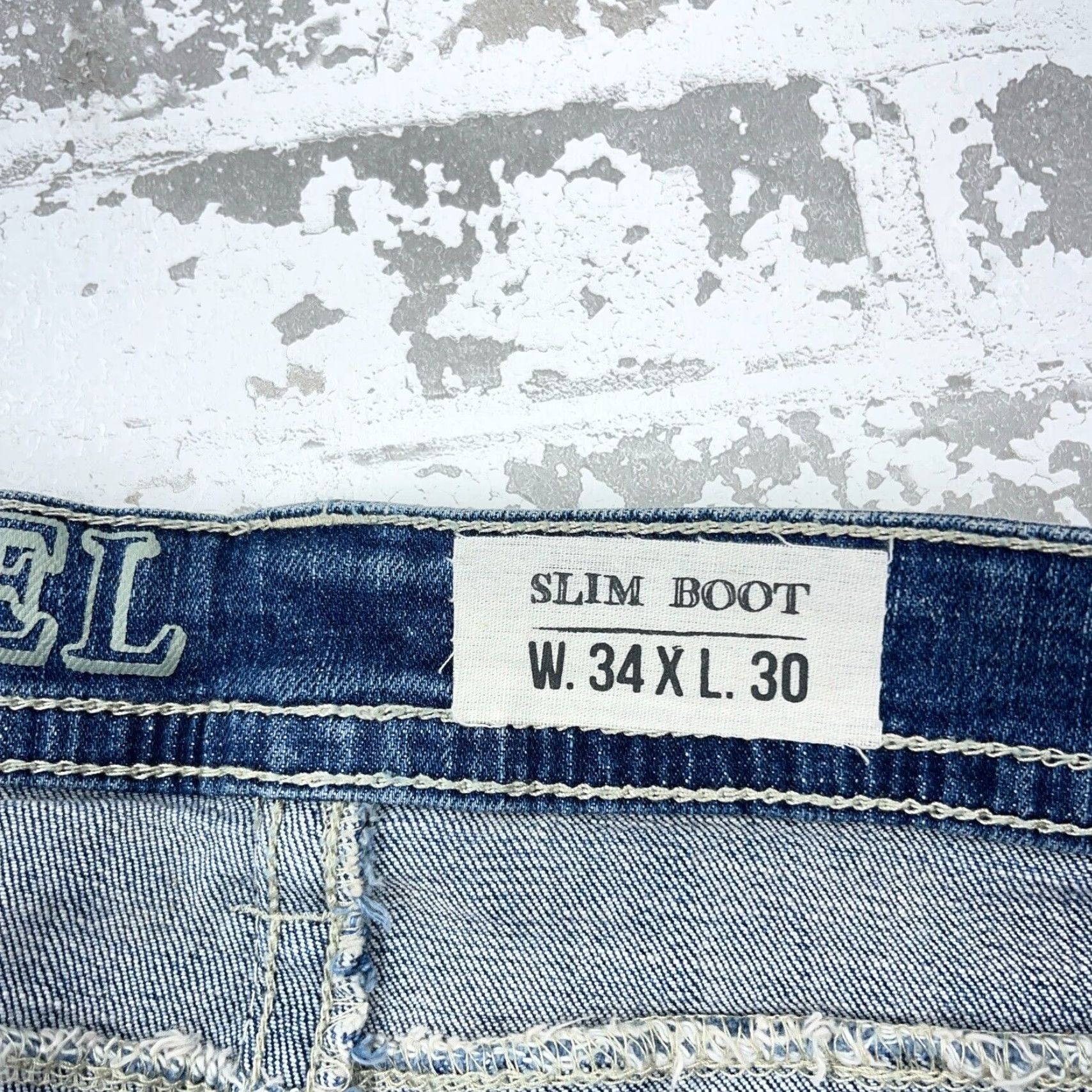Denime TK Axel Jeans Men 34x30 Slim Boot Cut Dark Wash Denim Pants Flap Pockets Faded Size US 34 / EU 50 - 4 Thumbnail