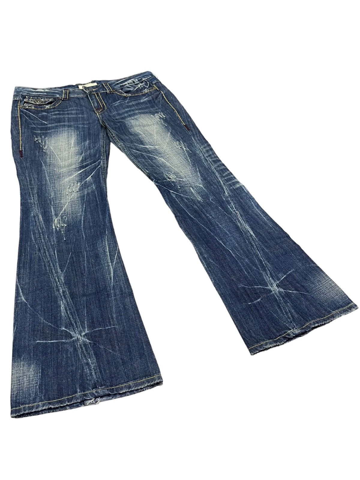 Designer 🔥 LOLITA YOSHITOMO NARA Exotic Vtg Denim Clawmark FLARE💥 Size US 35 - 6 Thumbnail