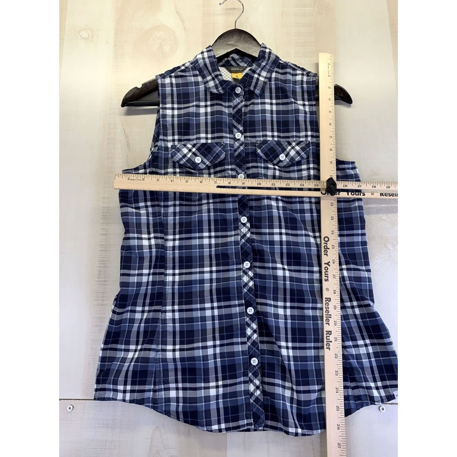 Eddie Bauer Eddie Bauer Womens Blue Plaid Nylon Button Front Tank Top Sz S-6515 Shirt Womens S Blue Plaid Nylon Button Front Tank Top Size S / US 4 / IT 40 - 3 Thumbnail