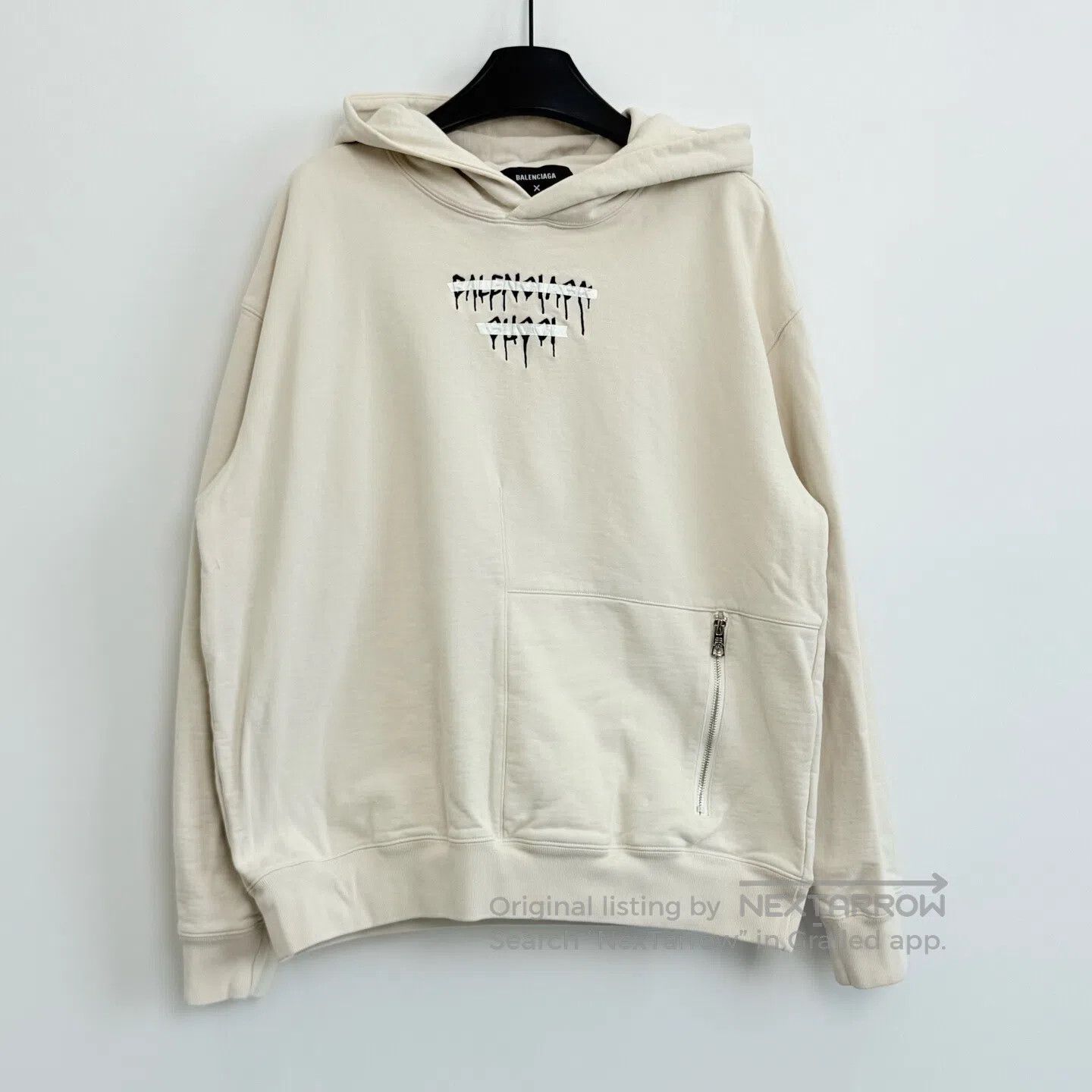 Gucci Guicci Beige Glaze Tear Logo Side-Zip Hooded Sweatshirt| Size US XS / EU 42 / 0 - 1 Thumbnail