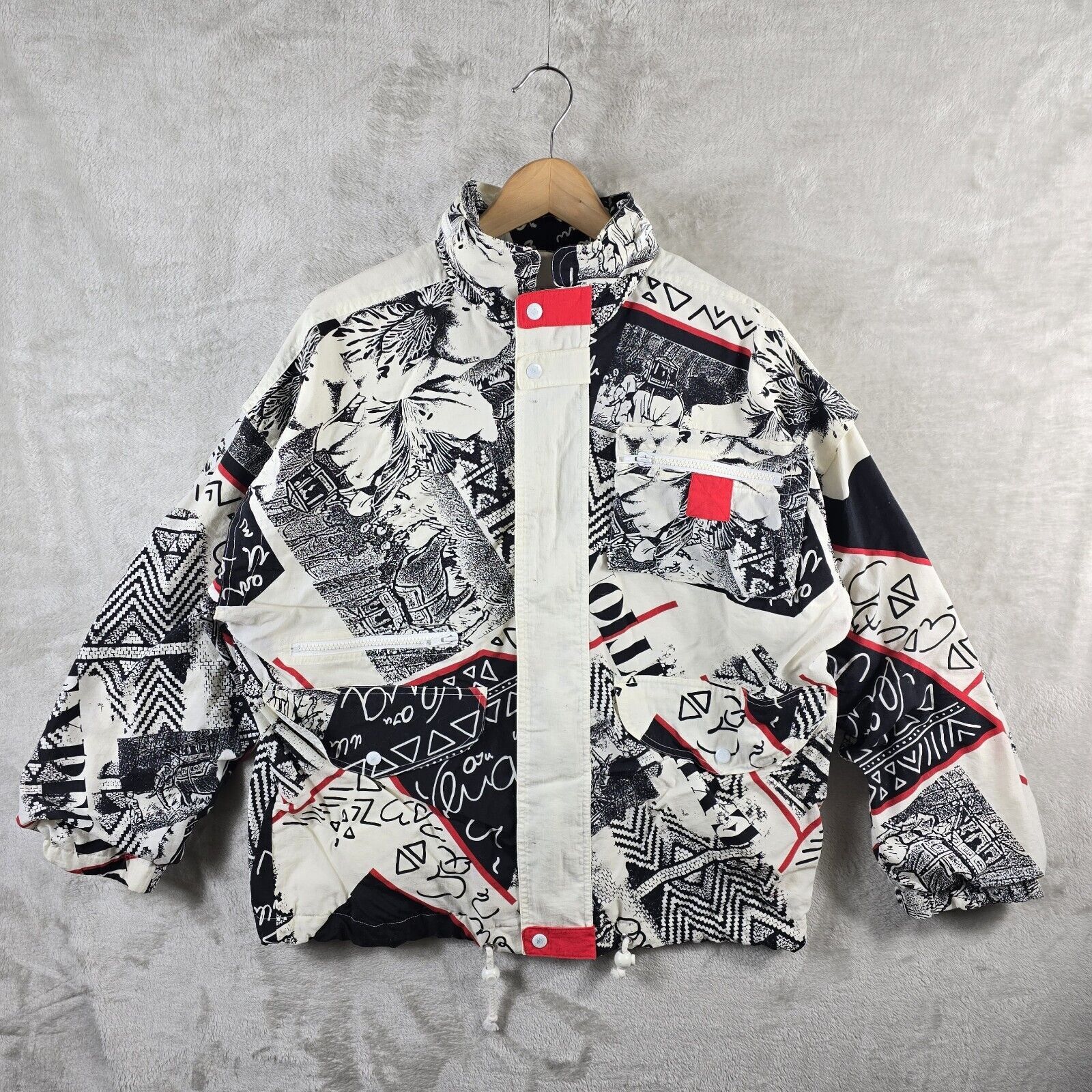 Vintage Vintage 80s Move Sport Small Jacket Graffiti Print AOP Size S / US 4 / IT 40 - 2 Thumbnail