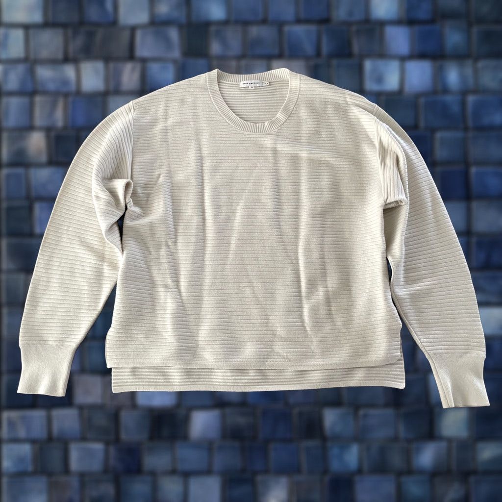 Good American Good American Crewneck Sweatshirt Size L Ivory Dolman Sleeve Pullover Knit Comfort Casual Womens - Modern City 90s style Size L / US 10 / IT 46 - 1 Thumbnail