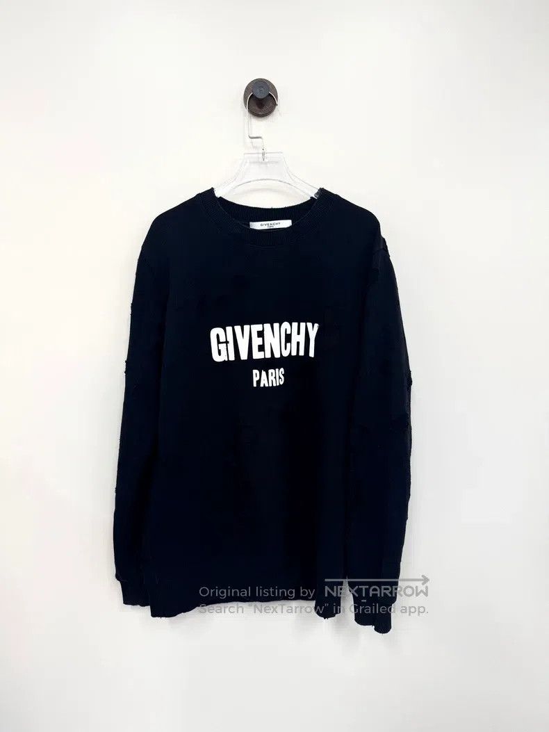 Givenchy Givenchy Black Destroyed Letter Printed Logo Hoodie Size X Size US XS / EU 42 / 0 - 1 Thumbnail