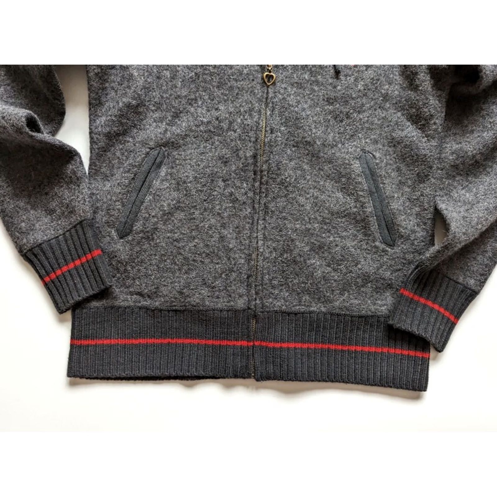 Vintage Trachten Women's Wool Zip Hoodie Jacket Gray 38 Regular Size Flying German Wool Outer Shell Zip Women’s Basic Jacket Mens? Size XS / US 0-2 / IT 36-38 - 4 Thumbnail