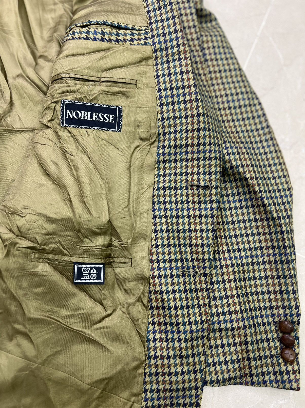 Nobless Couture Vintage 1980s Noblesse Funren Wool Cashmere Houndstooth Blaz Size 44R - 7 Thumbnail