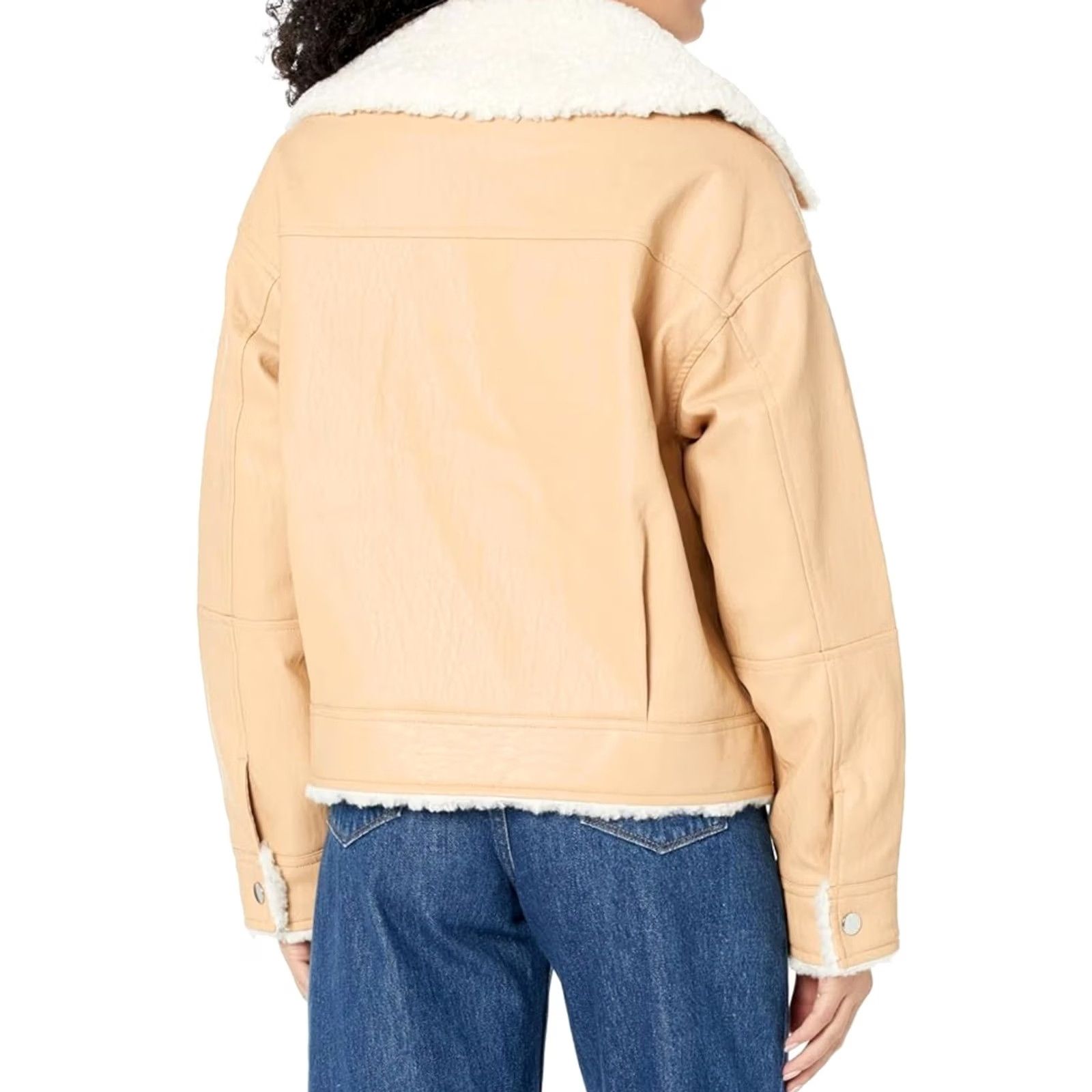 Vintage DEREK LAM OVERSIZED COLLAR JACKET Beige S Women Faux Leather Jacket Small Regular Size Spring Fall Winter BASIC Jacket Size S / US 4 / IT 40 - 2 Thumbnail