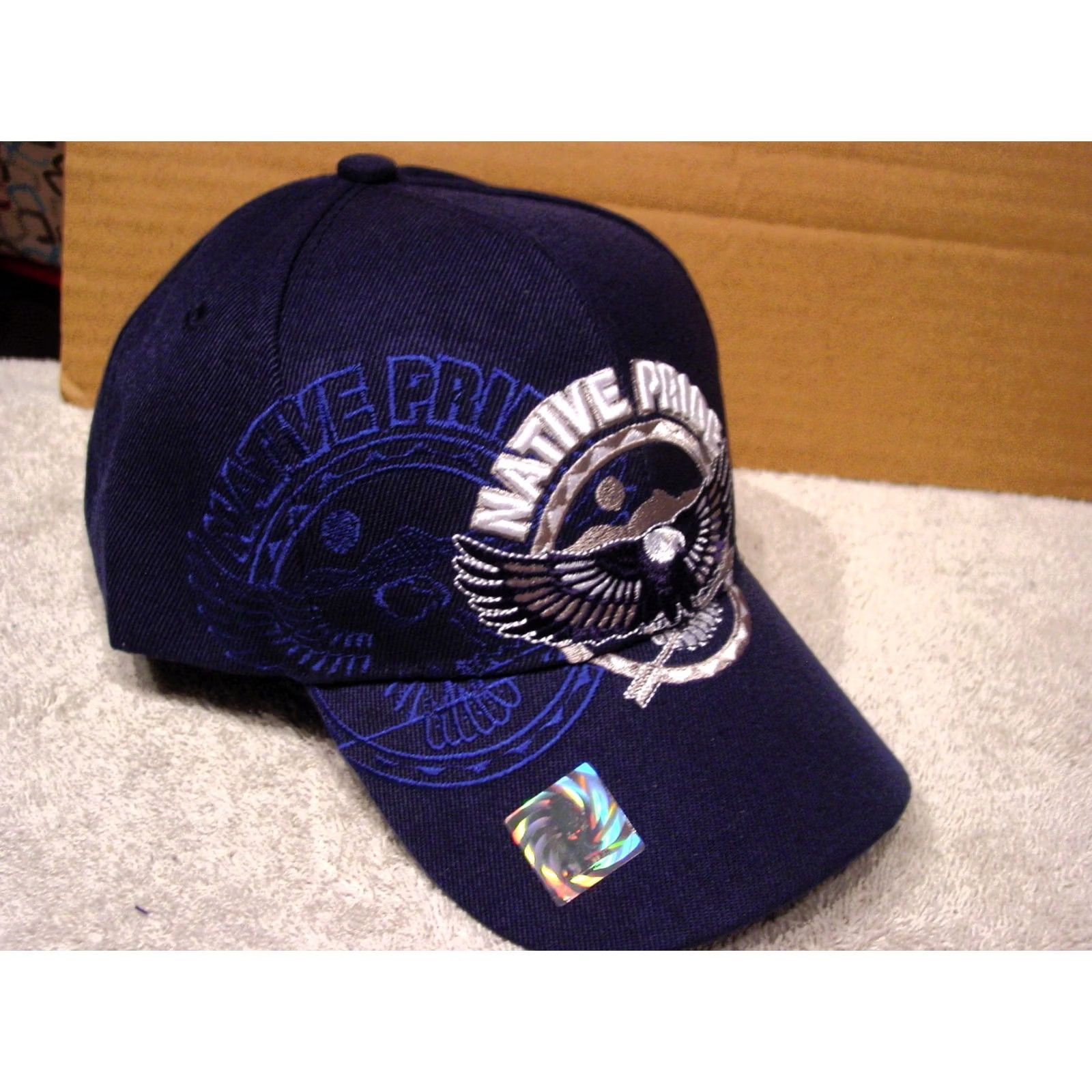 Vintage NATIVE PRIDE Baseball Cap Eagle Spear Blue Mens Adjustable Size ONE SIZE - 2 Thumbnail