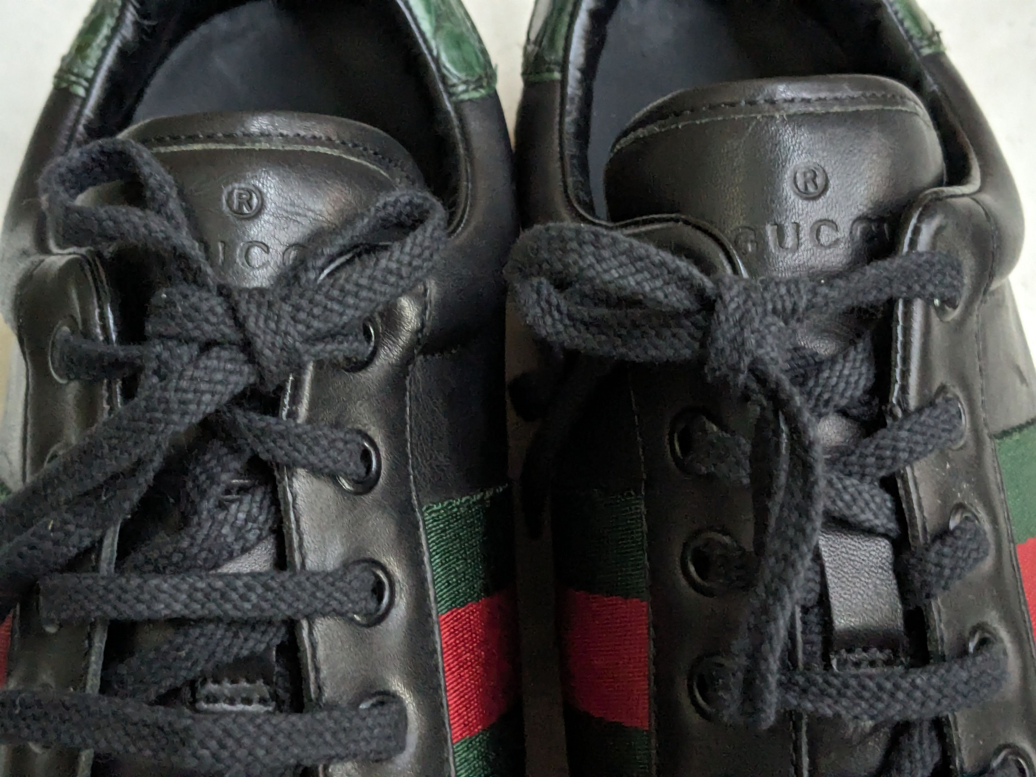 Gucci Gucci Ace Sneakers 9 Black Leather Low Tops Size US 9 / EU 42 - 6 Thumbnail