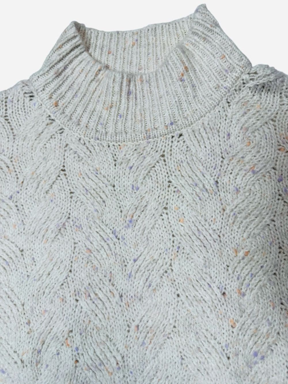 Joie NWT New Joie Cream Cable Knit Wool Blend Mock Neck Sweater Size L / US 10 / IT 46 - 4 Thumbnail