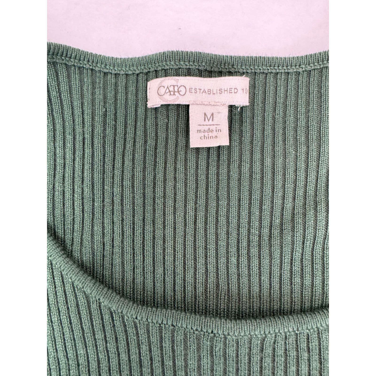 Other Eyelet Lace Sweater Puff Sleeve Green Cato Medium Size M / US 6-8 / IT 42-44 - 8 Thumbnail