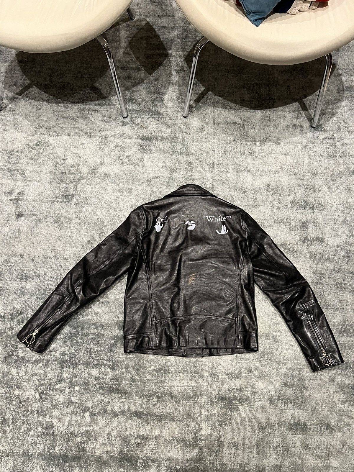 Off-White Off white (clean logo) leather jacket Size US L / EU 52-54 / 3 - 2 Thumbnail