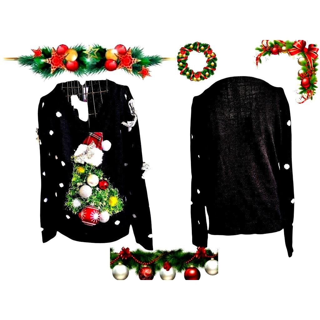 Vintage VTG No Boundaries Ugly Christmas Sweater Juniors Large n Size L / US 10 / IT 46 - 4 Thumbnail
