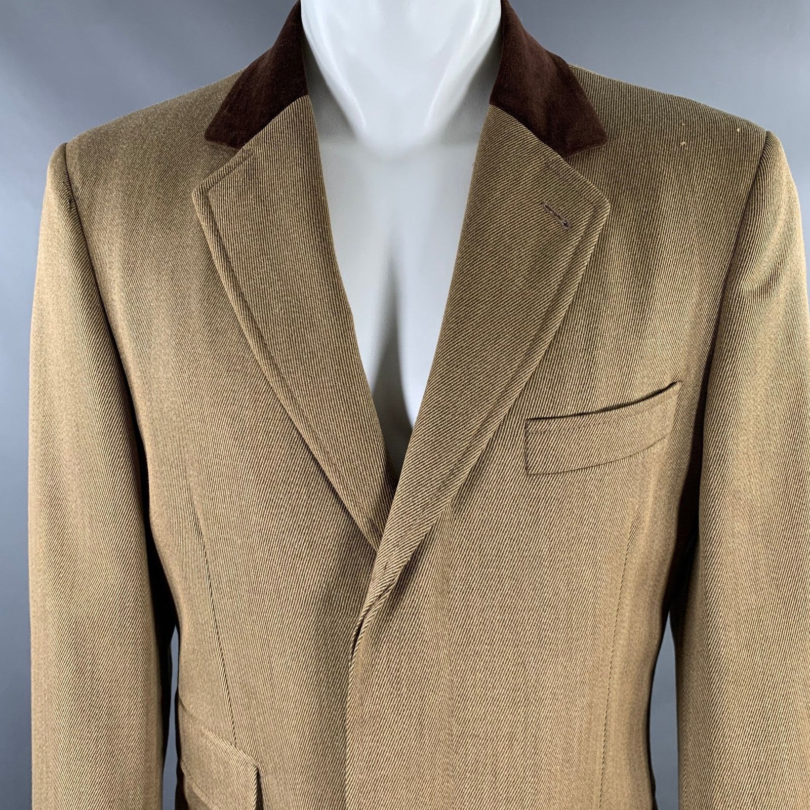 J. Peterman J. PETERMAN COMPANY Size M Tan Brown Twill Wool Evening Coat Size US M / EU 48-50 / 2 - 2 Thumbnail