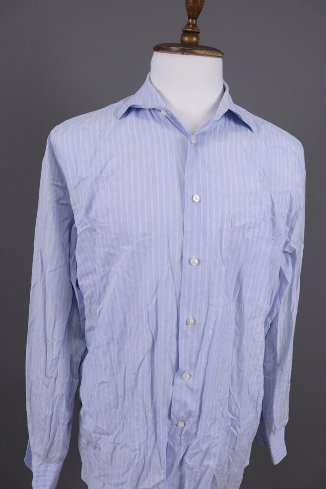Canali Canali Exclusive Blue Striped Button Down Shirt Size 44 / 17 Size US M / EU 48-50 / 2 - 4 Thumbnail