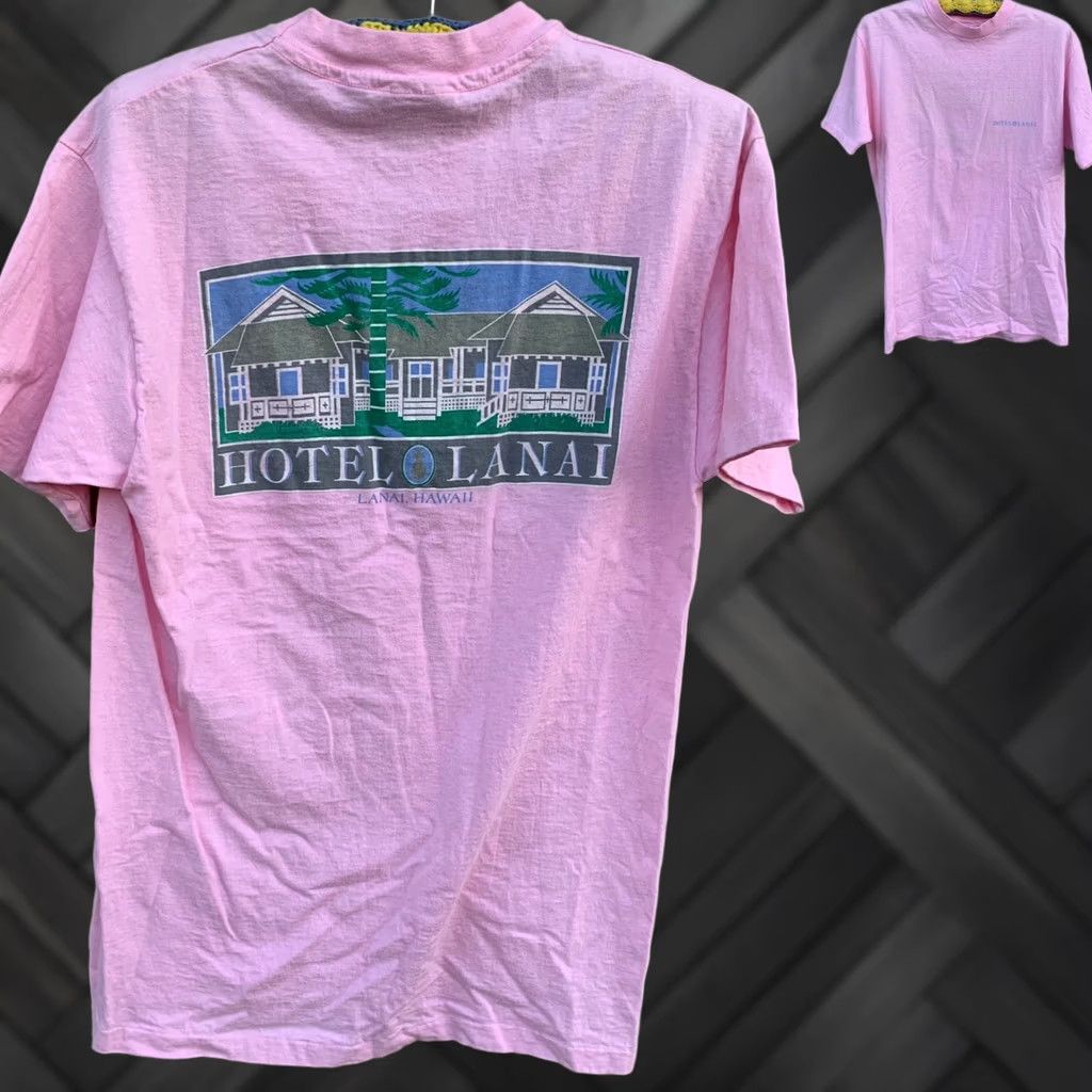 Vintage VINTAGE Hanes Beefy-T T-Shirt Shirt Mens Adult L 42-44 Cotton Pink Hotel Lanai Hawaii 80s 90s Retro Short Sleeve Crew Neck Size US L / EU 52-54 / 3 - 1 Thumbnail