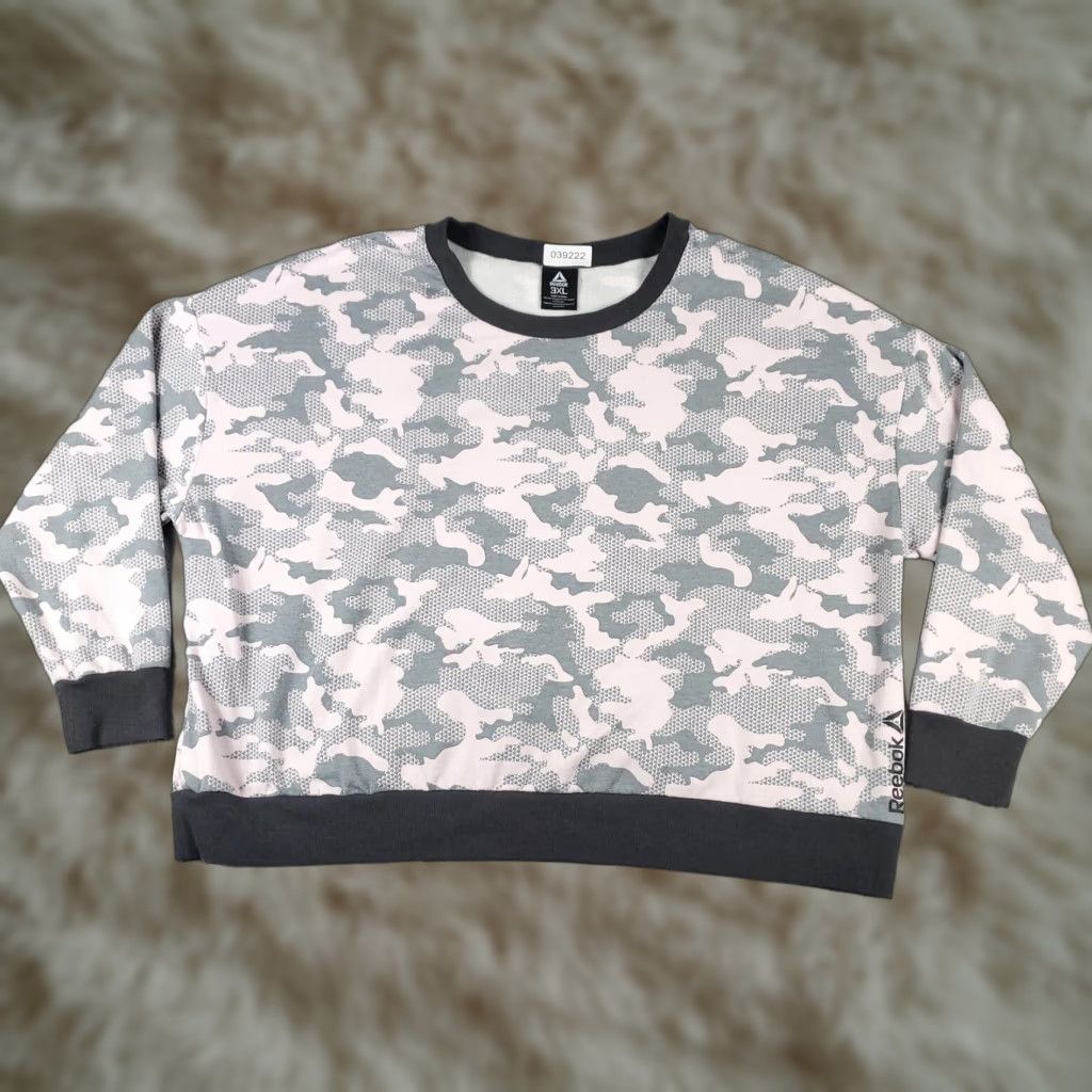 Reebok Reebok Womens Sweater Pullover 3XL Camouflage Gray Casual All Seasons Ladies Size XXL / US 16-18 / IT 52-54 - 1 Thumbnail