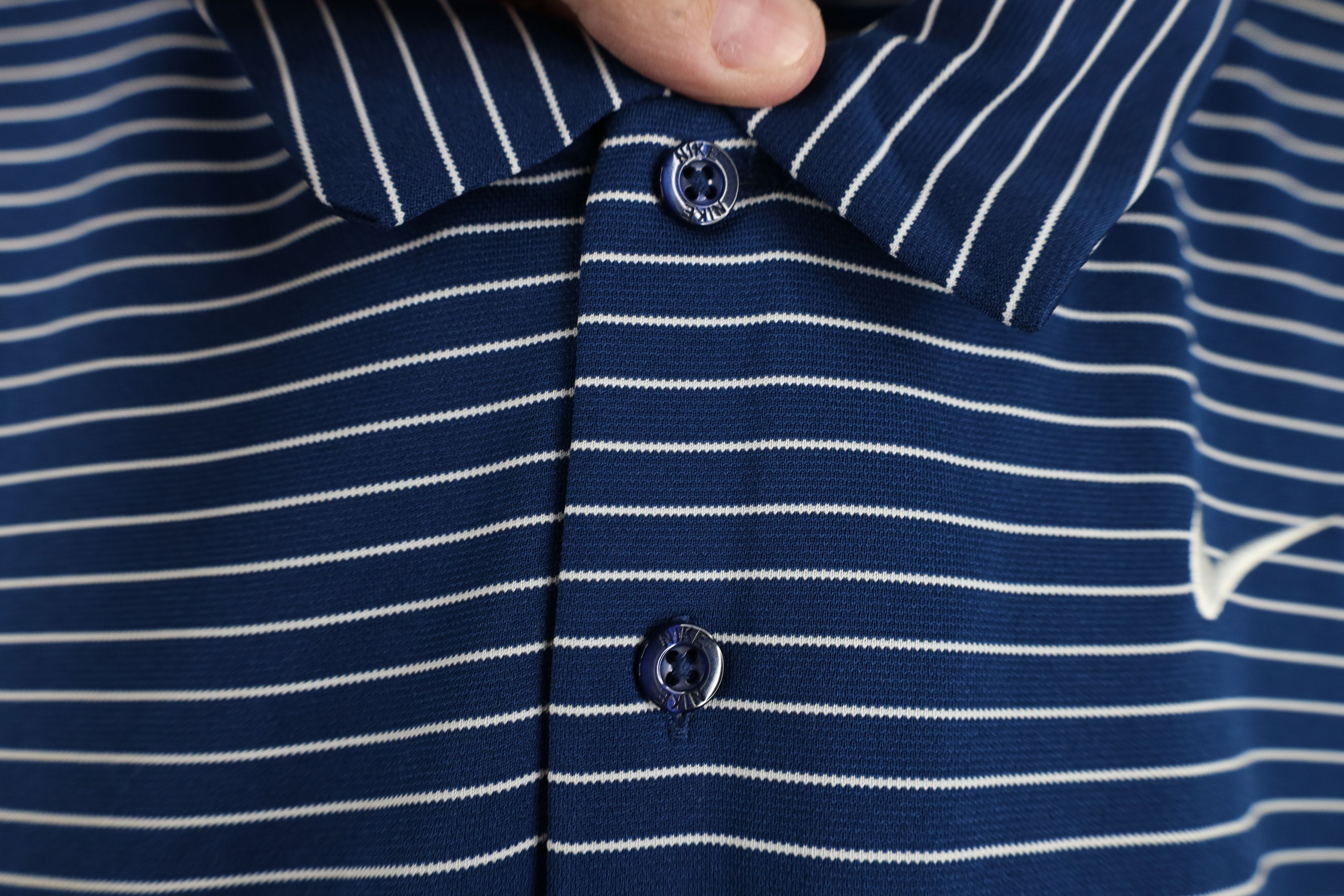 Nike Nike Scott Mini Swoosh Pinstriped Knit Golf Polo Shirt Blue Size US XXL / EU 58 / 5 - 5 Thumbnail