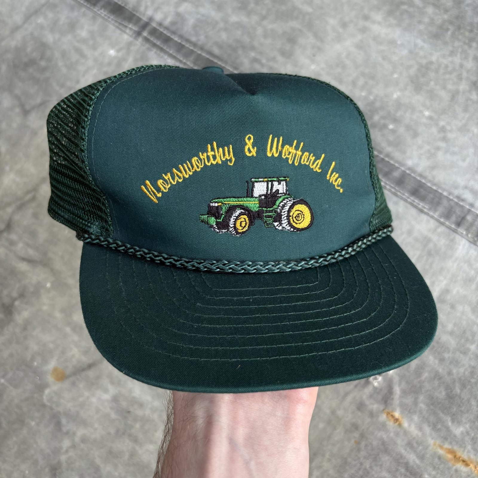Vintage Vintage 90s Forest Green Tractor Rope SnapBack Trucker Hat Size ONE SIZE - 1 Thumbnail