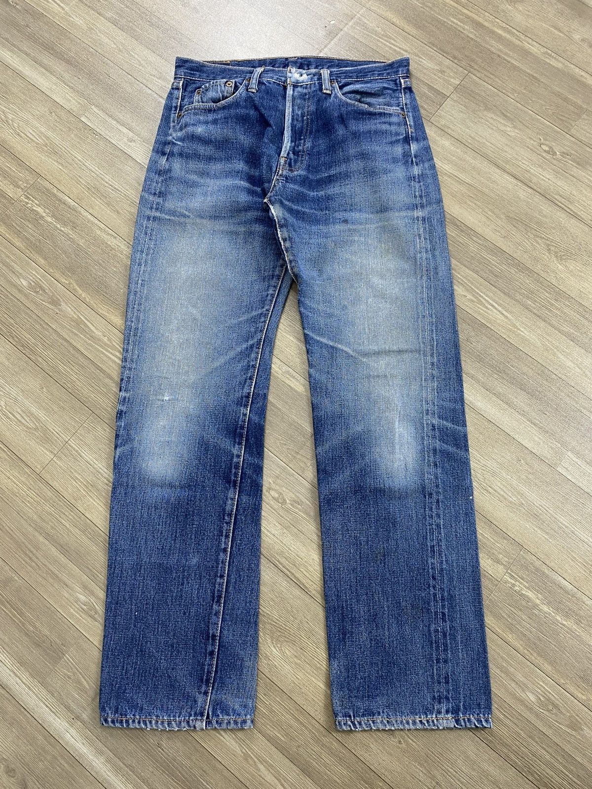 Denime 🇯🇵Vintage Denime Japan Selvedge Distressed Faded Blue Jeans Size US 30 / EU 46 - 2 Thumbnail
