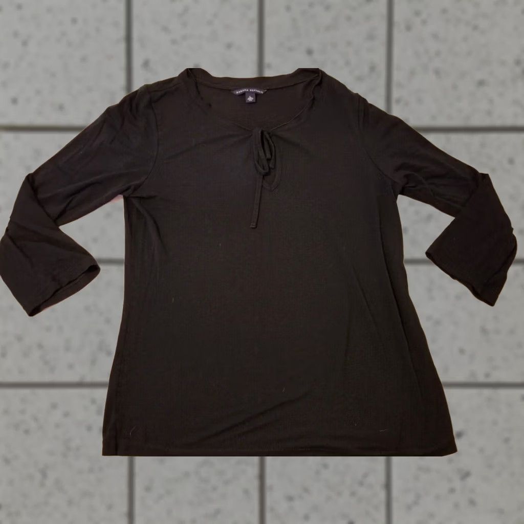 Banana Republic Banana Republic Shirt Womens L Black Blouse Cotton Long Sleeve Size L / US 10 / IT 46 - 1 Thumbnail
