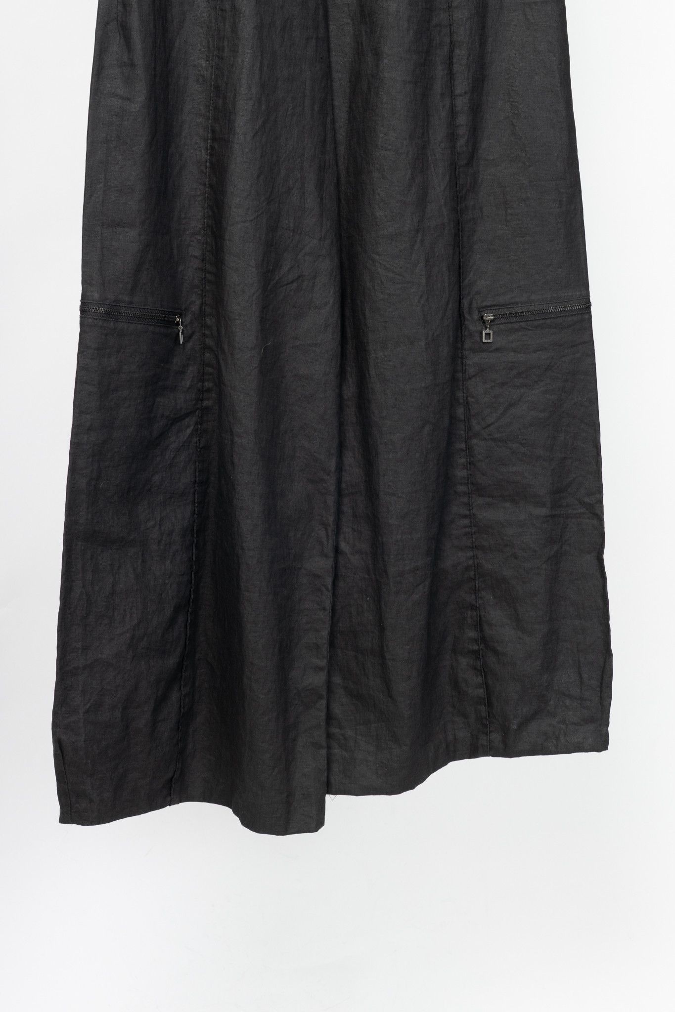 Sarah Pacini Sarah Pacini Charcoal Coated-Linen Wide-Leg Pants Size 29" - 5 Thumbnail