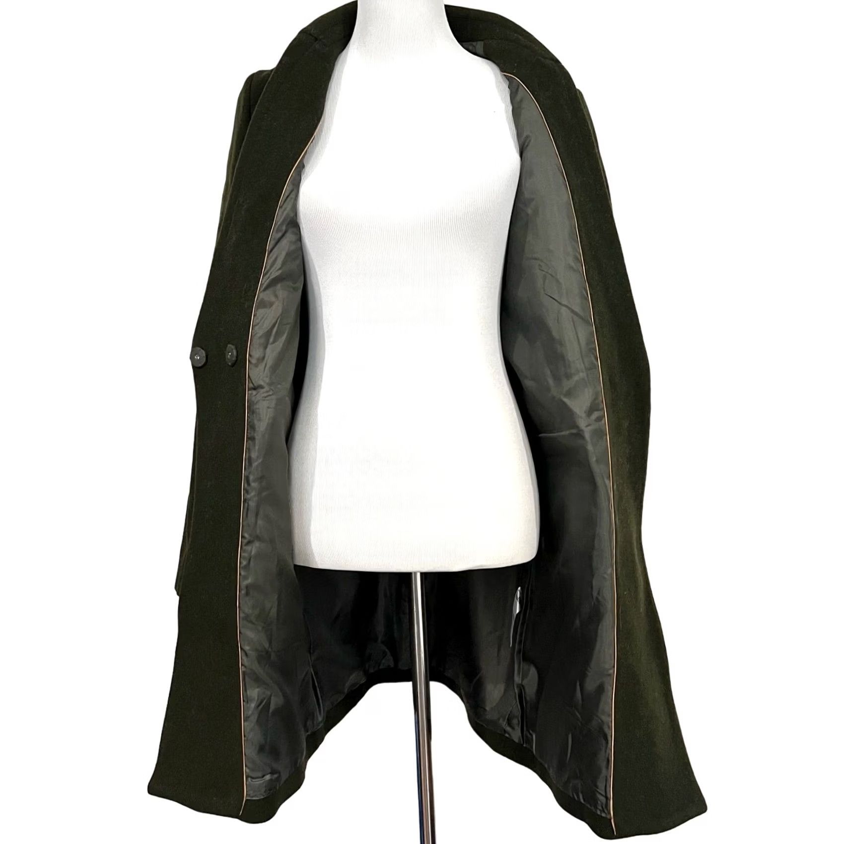 Vintage VINTAGE SLY Coat Womens Wool Olive Green Overcoat Pockets Snap Size 2 Size XS / US 0-2 / IT 36-38 - 3 Thumbnail