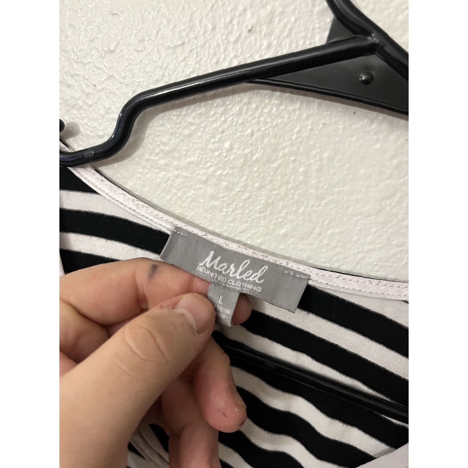 Vintage Marled Shirt Womens L Black White Striped Short Sleeve Coastal Core Casual T-Shirt Knit Cotton Modal Spandex Basic 90s? Size L / US 10 / IT 46 - 3 Thumbnail