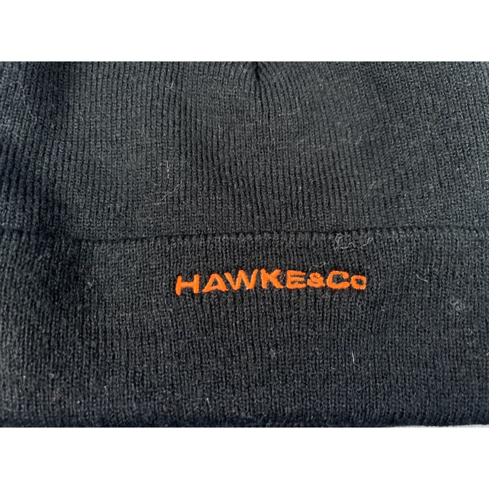 Vintage Hawke & Co Beanie Mens One Size Black Knit Cuffed Winter Logo Stretch Size ONE SIZE - 2 Thumbnail