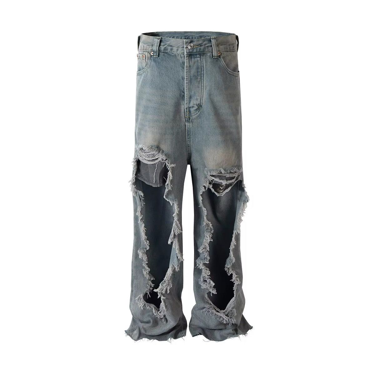 Designer × Vintage Retro Washed Hole Baggy Distressed Jeans Pants Size US 34 / EU 50 - 1 Thumbnail